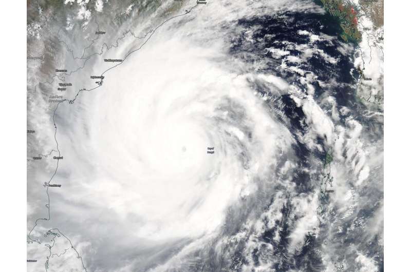 NASA finds heavy water vapor concentration rings eye of Cyclone Amphan