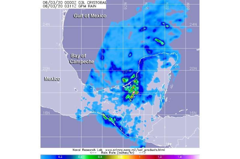 NASA finds heavy rainfall in Tropical Storm Cristobal