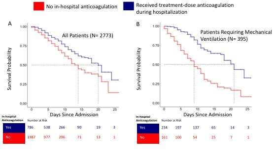 Blood thinners may improve survival among hospitalized COVID-19 patients