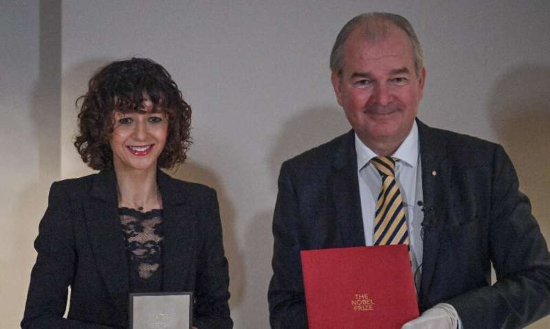 Charpentier received her Nobel diploma and medal from Per Thoresson, the Swedish ambassador to Germany, in Berlin on Monday