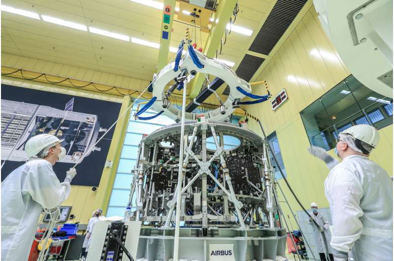 European service module structure for moon landing arrives in Bremen