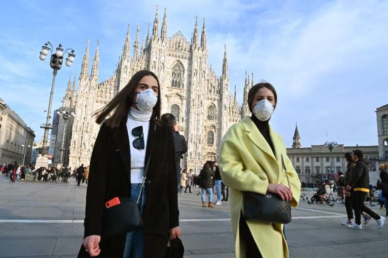 Face masks are being worn in Milan and other Italian cities