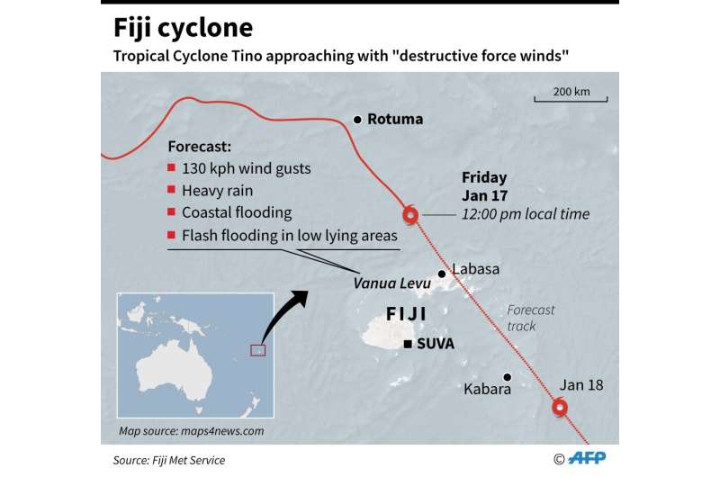 Fiji cyclone leaves two missing, 119 in emergency shelter