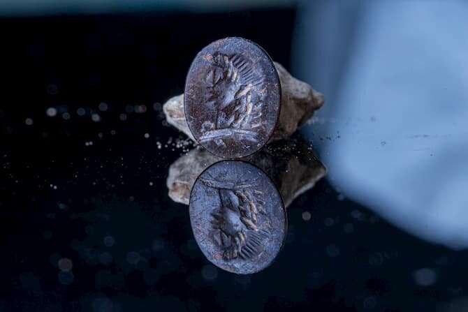 Gem seal with face of Apollo on it found near Jerusalem's Western Wall