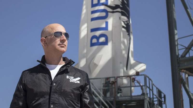 Jeff Bezos, founder of Blue Origin, at New Shepard's West Texas launch facility