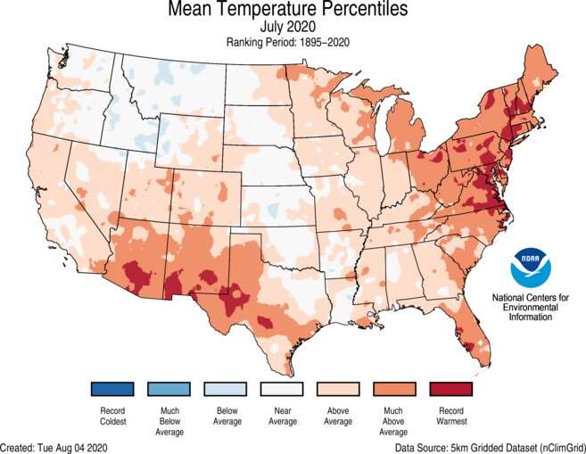July 2020 was record hot for many U.S. states