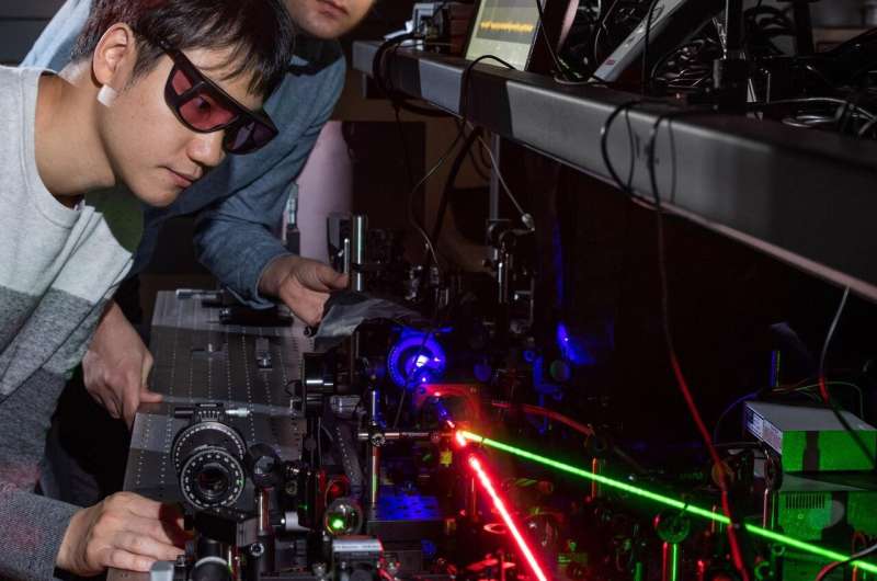 Laser pulse creates frequency doubling in amorphous dielectric material