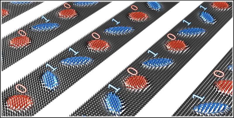Magnetic whirls in future data storage devices