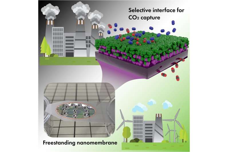 Molecularly thin interface between polymers -- for efficient CO2 capture membrane