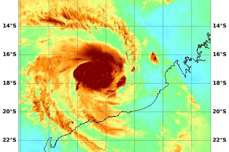 NASA analyzes tropical cyclone Damien's water vapor concentration