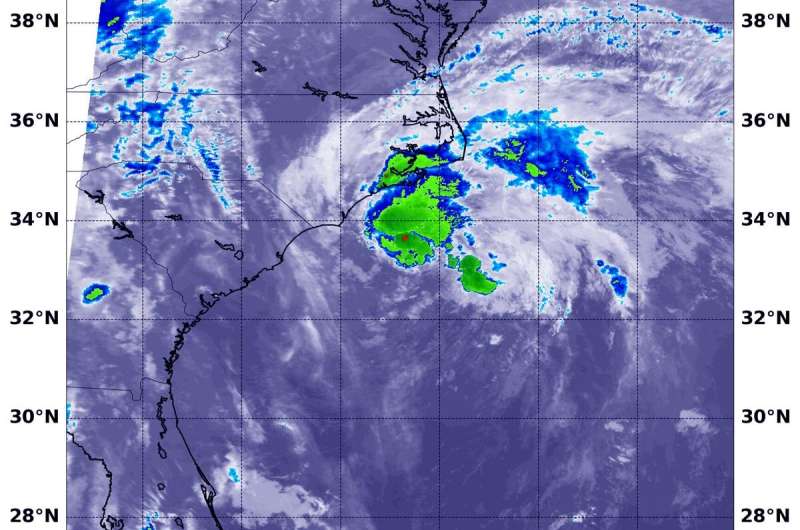 NASA finds a disorganized tropical storm Arthur near North Carolina coast