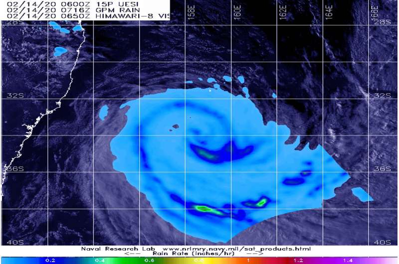 NASA finds ex-Tropical Cyclone Uesi's rains affecting New Zealand