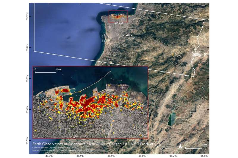 NASA maps Beirut blast damage