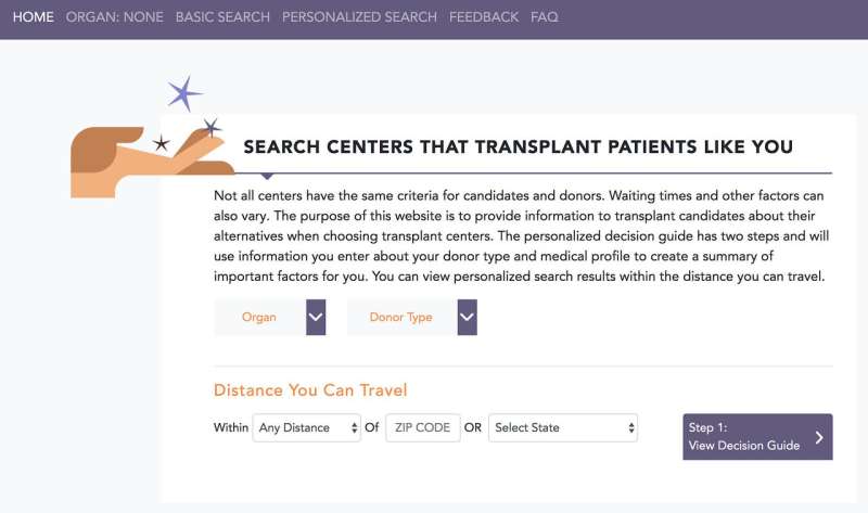 New tool aids patients in selecting a transplant center