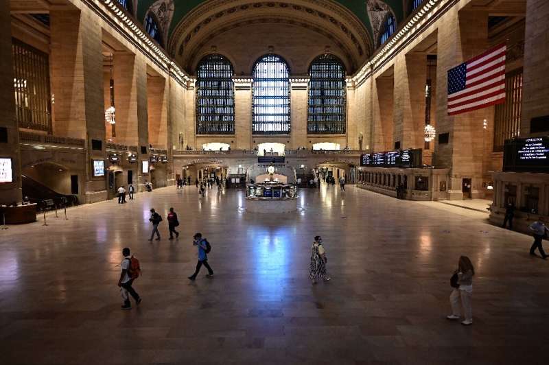 New York is far from being back to normal, its Grand Central station almost empty of commuters on Wednesday
