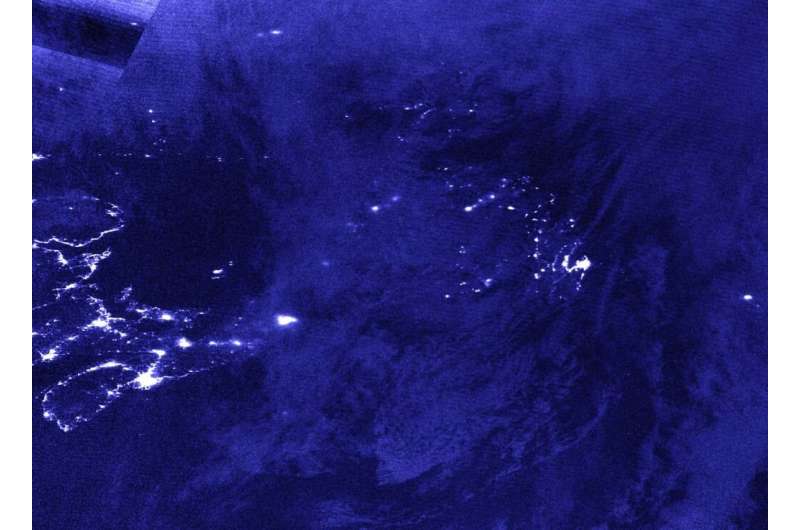 Post-Tropical Storm Teddy in NASA Newfoundland nighttime view