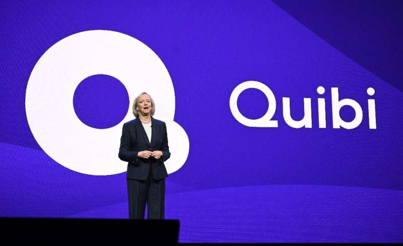 Quibi CEO Meg Whitman speaks about the short-form video streaming service in January 2020 at the Consumer Electronics Show in La