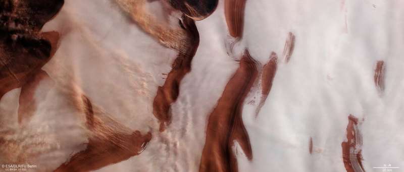 Rippling ice and storms at Mars’ north pole