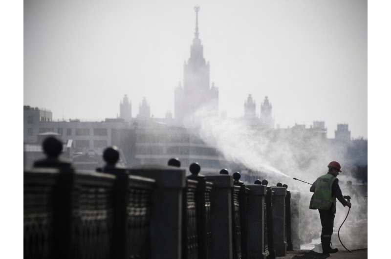 Russia, where municipal workers are disinfecting Moscow's streets, gas now closed its border to slow the spread of coronavirus