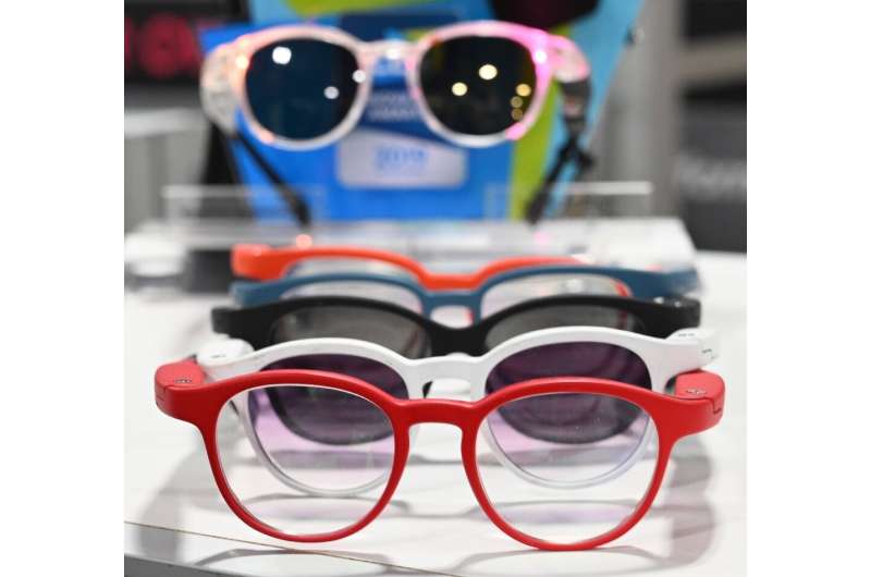 Serenity smart eyeglasses from France-based startup Ellcie Healthy are displayed  at the 2020 Consumer Electronics Show