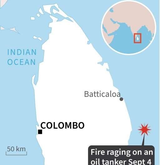 Sri Lanka burning tanker