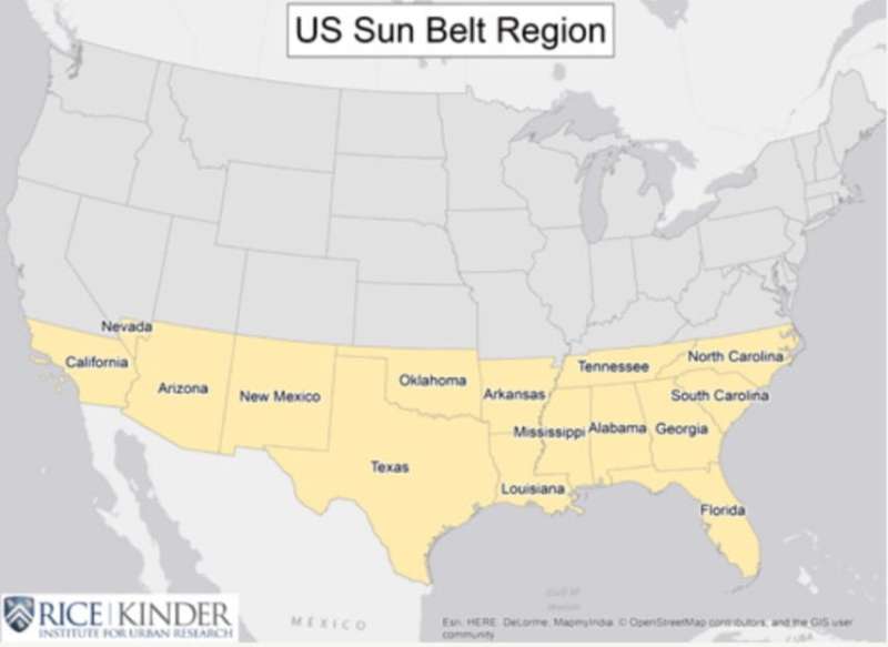 Sun Belt cities comprise nearly half of U.S. population growth