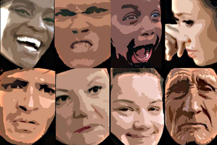 The 16 facial expressions most common to emotional situations worldwide