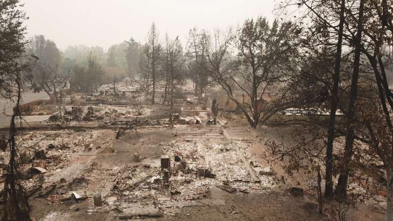 The Almeda Fire in Talent, Oregon, destroyed multiple local properties, pictured September 15, 2020