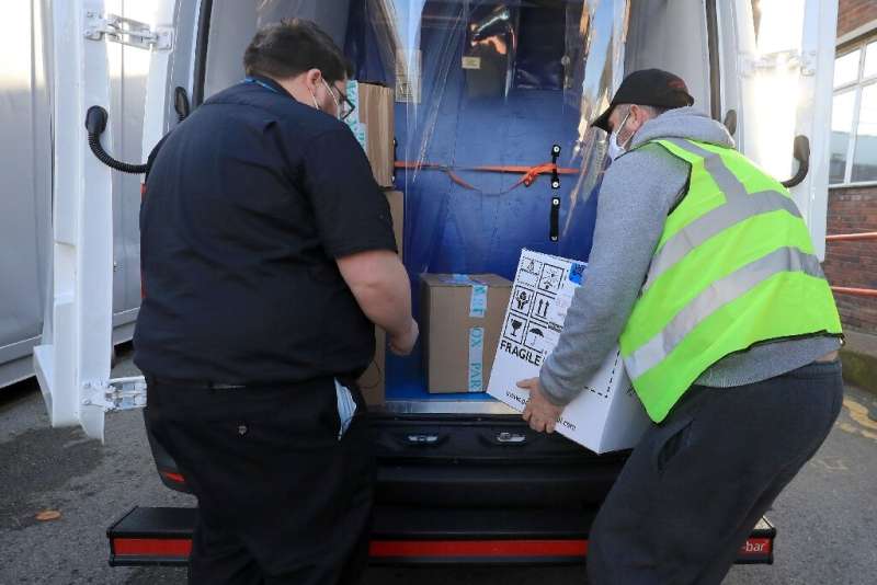 The Pfizer/BioNTech vaccine is seen here being delivered to Croydon University Hospital in London on December 5, 2020—the logist