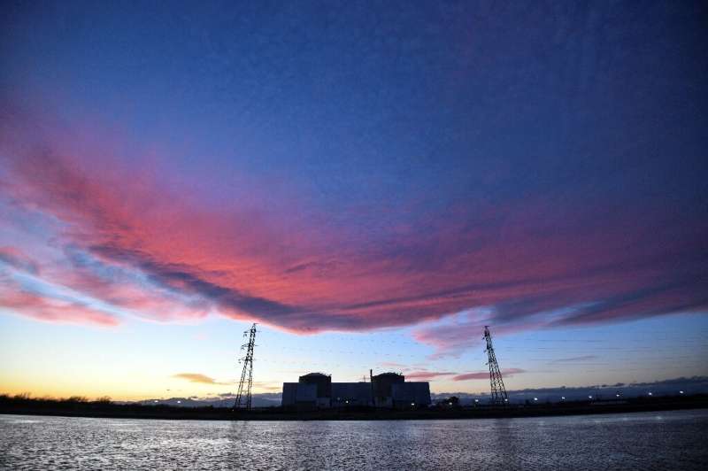 The sun sets on the Fessenheim nuclear power plant