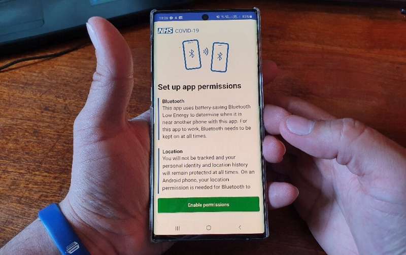 The UK's coronavirus contact tracing app warns users they need to keep Bluetooth on