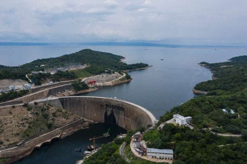 The water level at the Kariba dam has shrunk to a near-record low