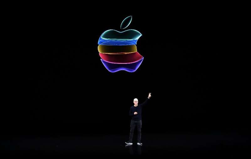 Tim Cook speaks during a product launch at Apple's headquarters in Cupertino, California in September 2019