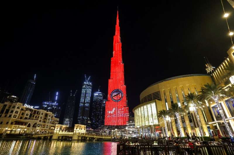 Dubai's Burj Khalifa, the world's tallest skyscraper, has been lit up in red to celebrate the UAE's Mars probe