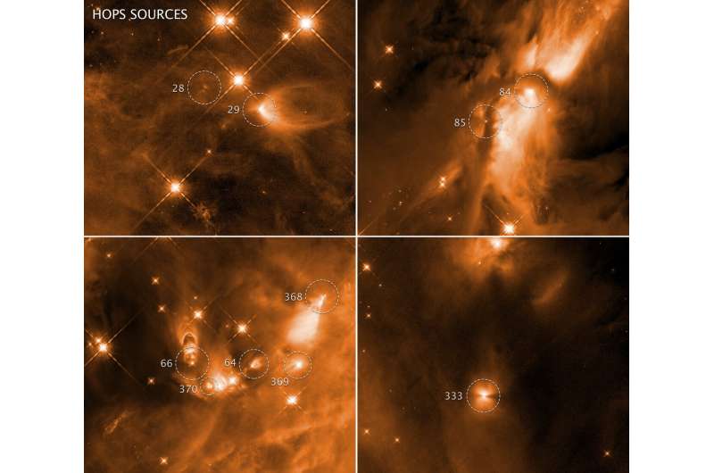 Hubble shows torrential outflows from infant stars may not stop them from growing