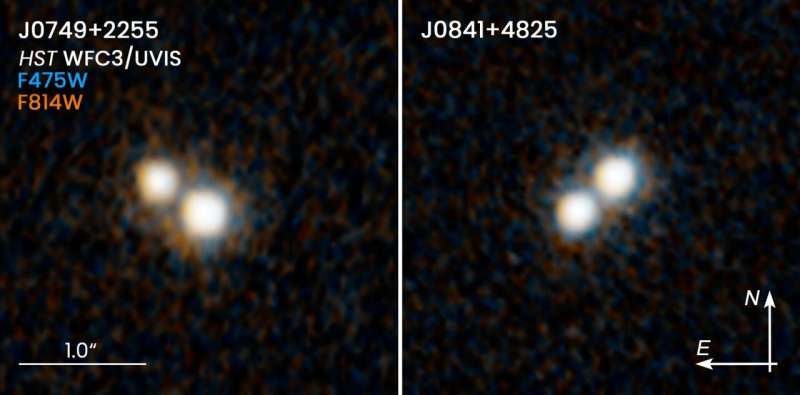 Hubble spots double quasars in merging galaxies 1-hubblespotsd