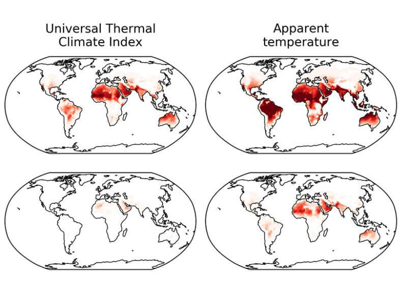 Global Warming Causes Uneven Changes in Heat Stress Indicators