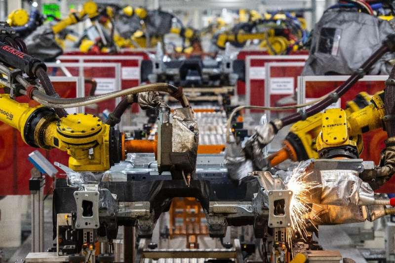 A fully automated production line at Volkswagen's Wolfsburg headquarters. The German car giant has launched a programme to retra