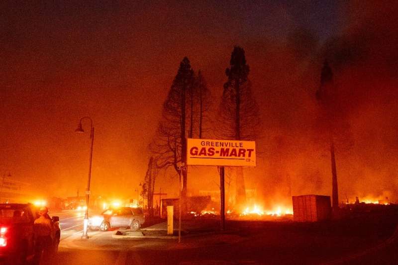 A gas station, a hotel and a bar were destroyed in Greenville, California, as well as many buildings that were more than a centu