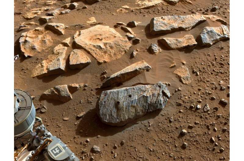 A Martian rock dubbed &quot;Rochette&quot; that provided NASA's Perseverance rover its first two samples