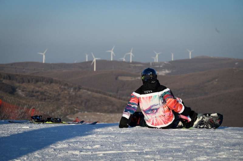 A skier at the Genting Snow Park, a venue for the Beijing Olympics