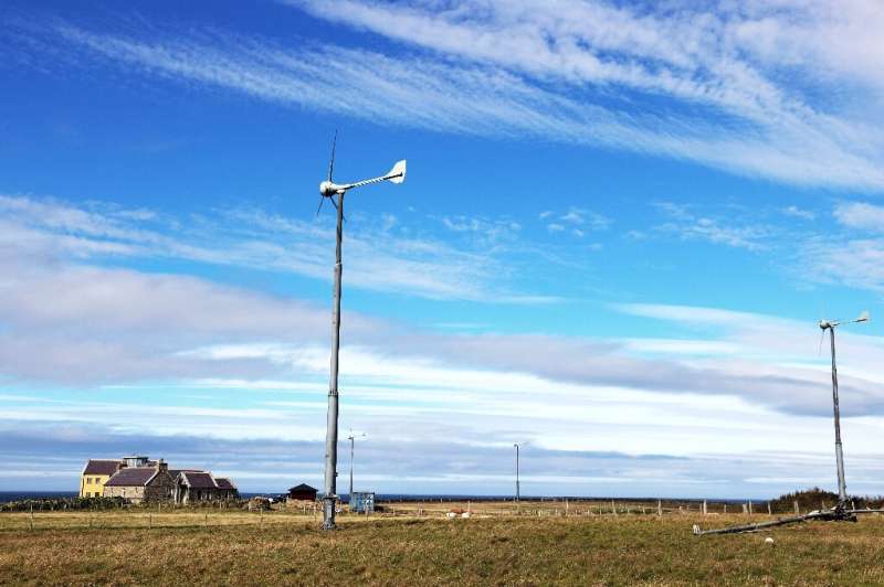 A small wind turbine on North Ronaldsay is another sign of the island's growing green consciousness