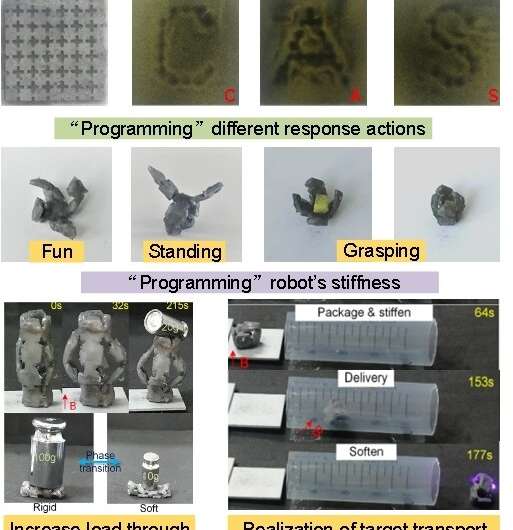 A soft magnetic pixel robot that can be programmed to take different shapes
