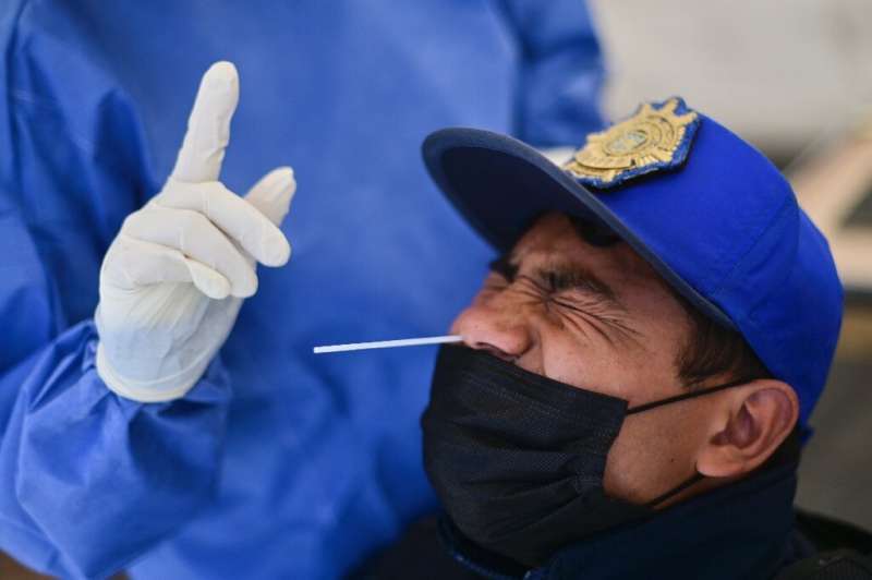 A man gets a Covid test in Mexico City
