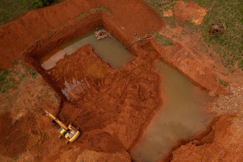 An aerial view of an illegal gold mine in Sao Felix do Xingu, in Brazil's Para state—as investors have sought a haven from the C