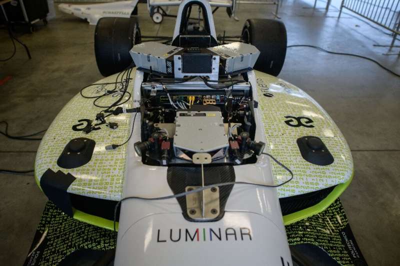 An autonomous car competing at the Indy Autonomous Challenge