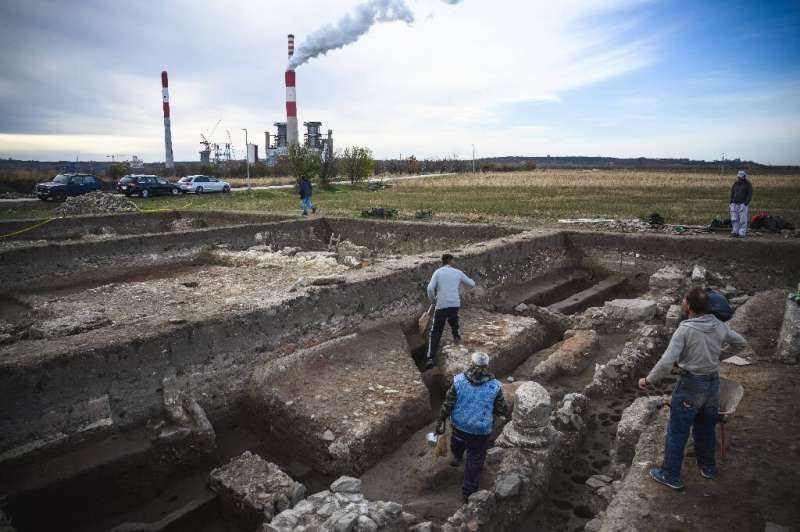 Archeologists work at the site right next to Stari Kostolac's coal mine and a power plant on the outskirts of what was once a ma