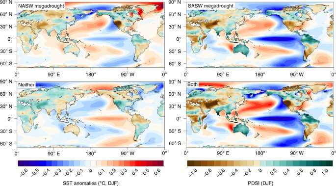 Climate model shows drought in North and South America at the same time during La Niña events