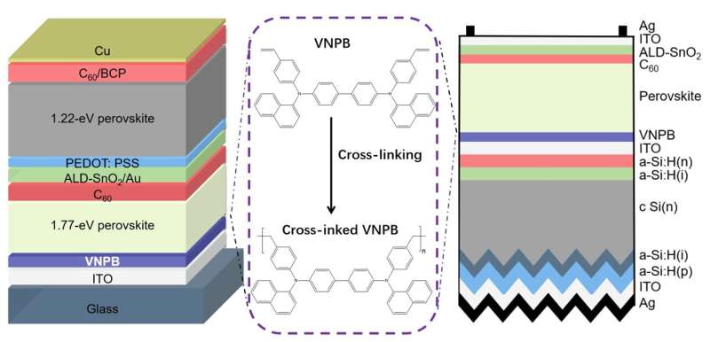 Cross-linked hole transport layers for high-efficiency perovskite tandem solar cells