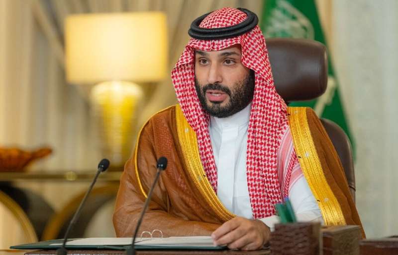Crown Prince Mohammed bin Salman delivers a speech at the opening of the &quot;Saudi Green Initiative&quot; forum in Riyadh